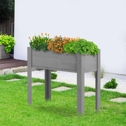 Raised Garden Bed with Legs, 31x16x31'', Outdoor Wood Elevated Planter Box, Grey Cedar, Thick Legs, w/Liner