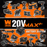 WEN Cordless Orbital Sander, Brushless with 5-Inch Random Orbit Pad, 20V Max 2.0 Ah Lithium-Ion Battery and Charger (20405),Black WEN