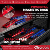 Olsa Tools Magnetic Socket Organizers | 3 Piece Set Socket Holder Kit | 1/2-inch, 3/8-inch, & 1/4-inch Drive | SAE Red | Holds 68 Sockets | Olsa Tools