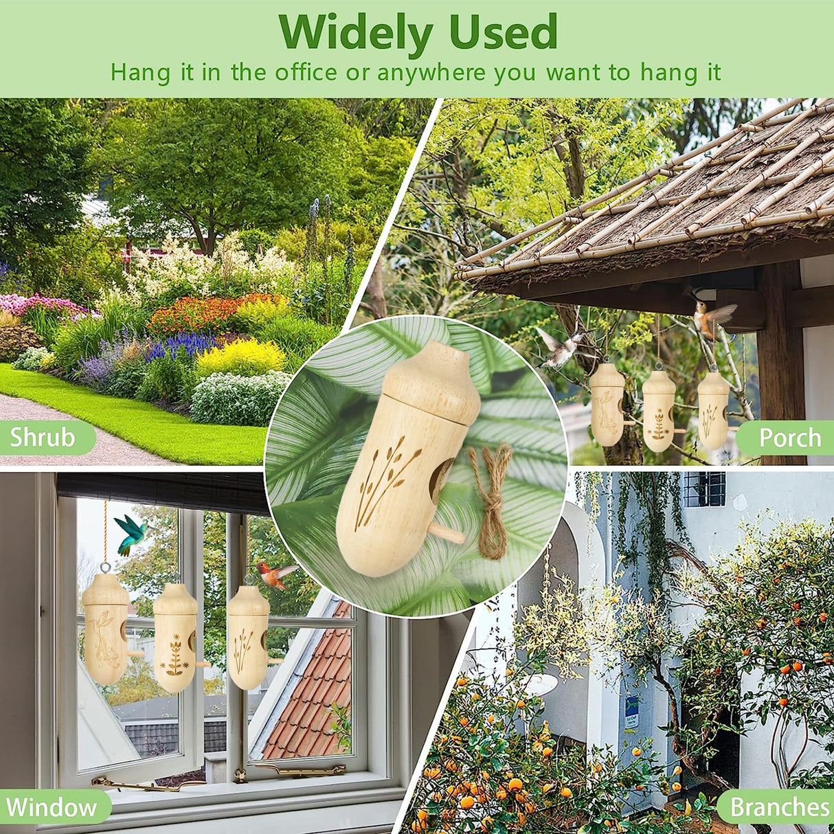 Thread Detachable Hummingbird Houses，Natural Wooden Hummingbird Houses for Outside Hanging，Premium Bird Houses for Garden Window Outdoor Home,3 LPUSA