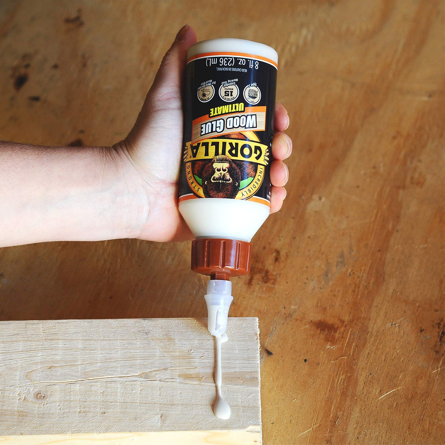Gorilla Ultimate Waterproof Wood Glue, 8 Ounce, Natural Wood Color, (Pack of 1) Gorilla