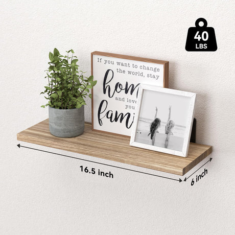 WOPITUES Rustic Brown Floating Shelves Set of 6 for Stylish Wall Storage and Home Décor WOPITUES