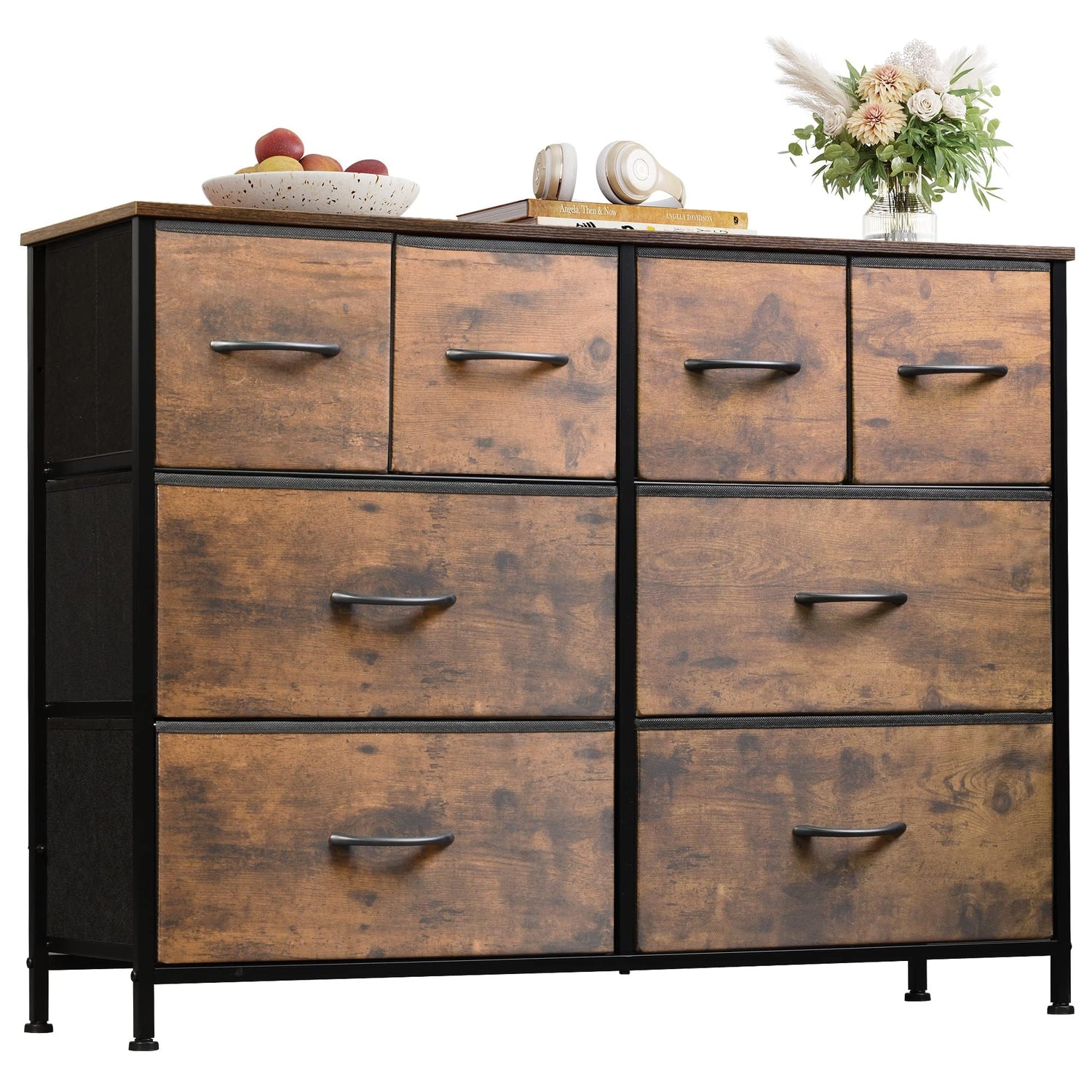 WLIVE Dresser for Bedroom with 8 Drawers, Wide Fabric Dresser for Storage and Organization, Bedroom Dresser, Chest of Drawers for Living Room, WLIVE