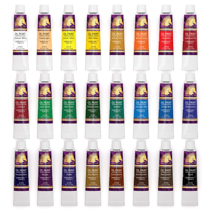 MyArtscape Oil Paint Set - 24 x 21ml Tubes - Artist Quality - Rich Vivid Oil-based Colors - Lightfast - Heavy Body - Great Saturation - Glossy Finish - WoodArtSupply