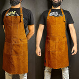 RUSTIC TOWN Leather Grill Work Apron with Tool Pockets ~ Adjustable up to XXL for Men & Women ~ Shop Apron Leather Tool Apron (Tan) RUSTIC TOWN