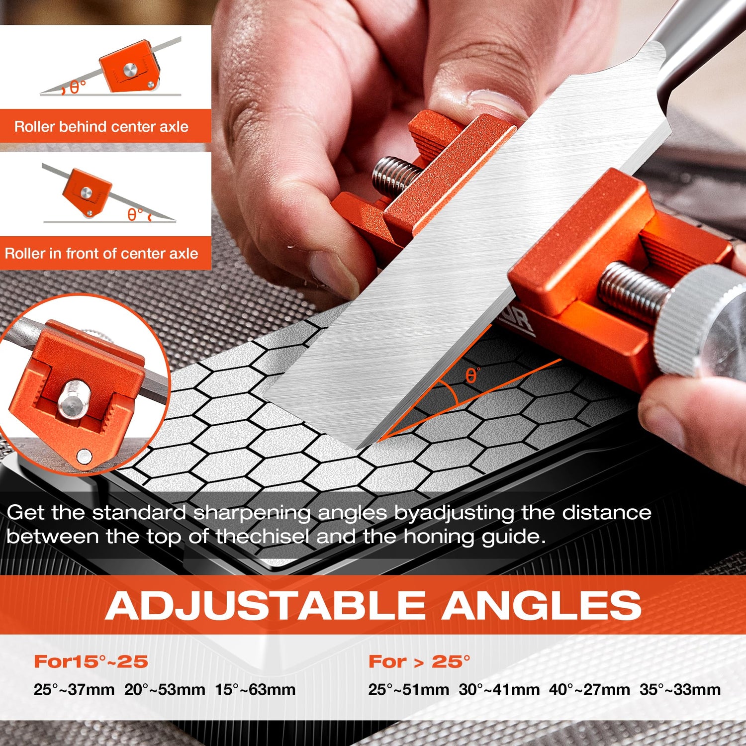 AUXTUR Sharpening Stone with Honing Guide Tool,chisel set for Woodworking,Flattening Stone,Complete Sharpening System Tools for Chisel Sharpening and AUXTUR