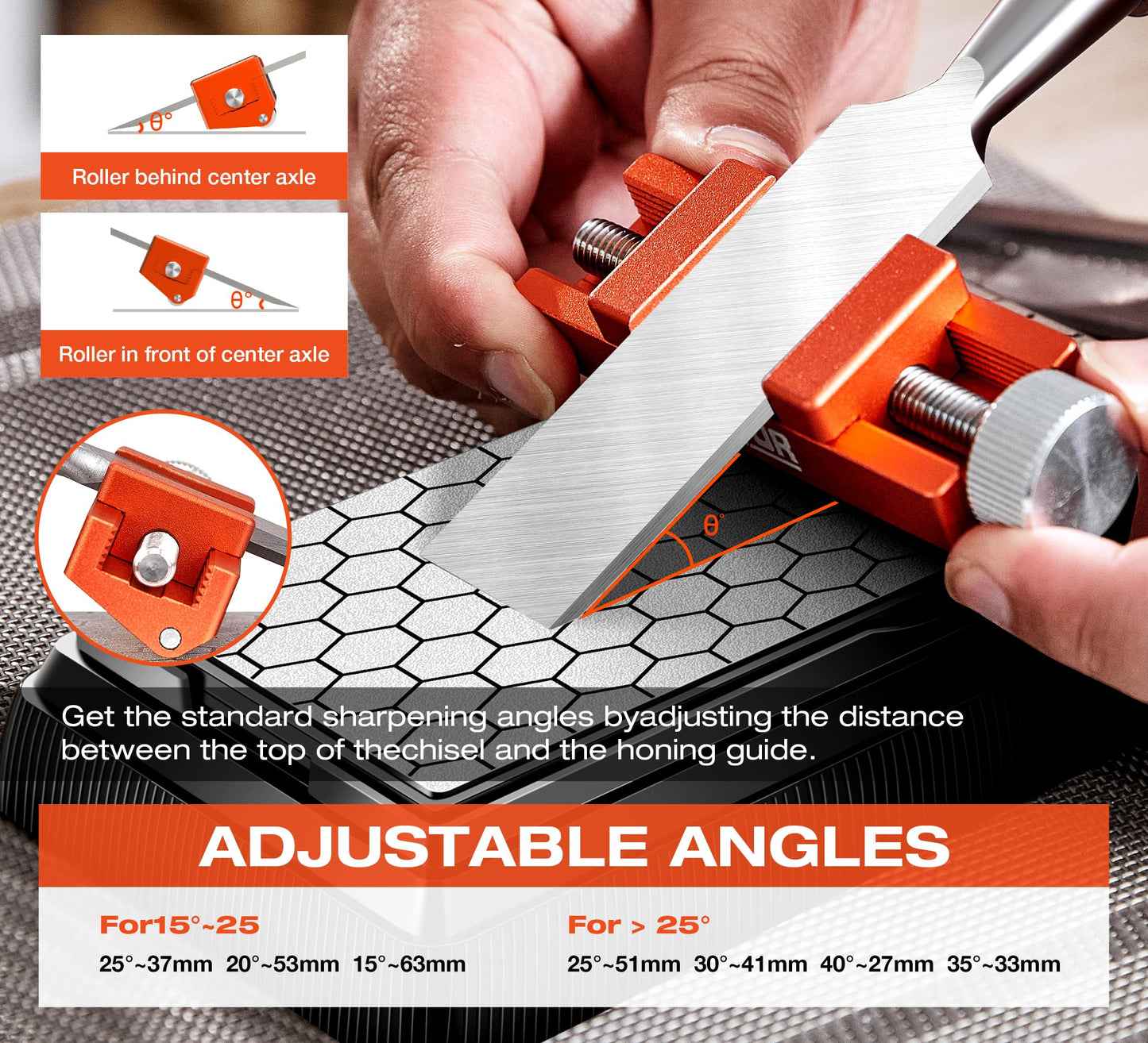 AUXTUR Sharpening Stone with Honing Guide Tool,chisel set for Woodworking,Flattening Stone,Complete Sharpening System Tools for Chisel Sharpening and - WoodArtSupply