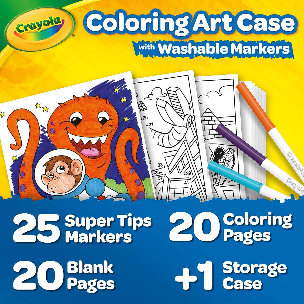 Crayola Super Tips Coloring Art Case SuperTips Washable Markers, 65 Piece Set, Packaging May Vary Crayola