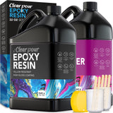 Clear Pour 32oz Epoxy Resin Kit - Premium Crystal Clear Epoxy Resin Kit - Art Resin, Craft, Jewelry Casting, DIY, Tumblers, Wood & Resin Molds Clear Pour