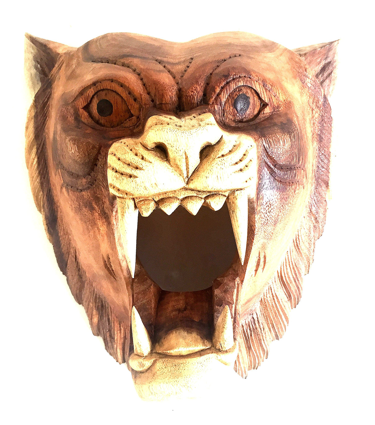 OMA Wood Carved African Lion Mask Head Wall Mount Sculpture Wall Decor - Hand Crafted PREMIUM QUALITY - XL SIZE BRAND OMA