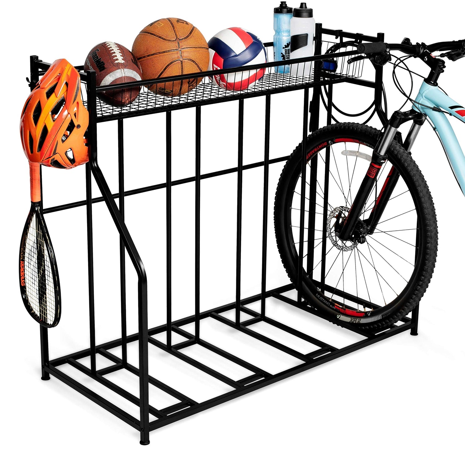BIRDROCK HOME Garage Bike Storage & Stand | Holds 4 bicycles | Garage Organizer & Sports Storage Station | Black BIRDROCK HOME