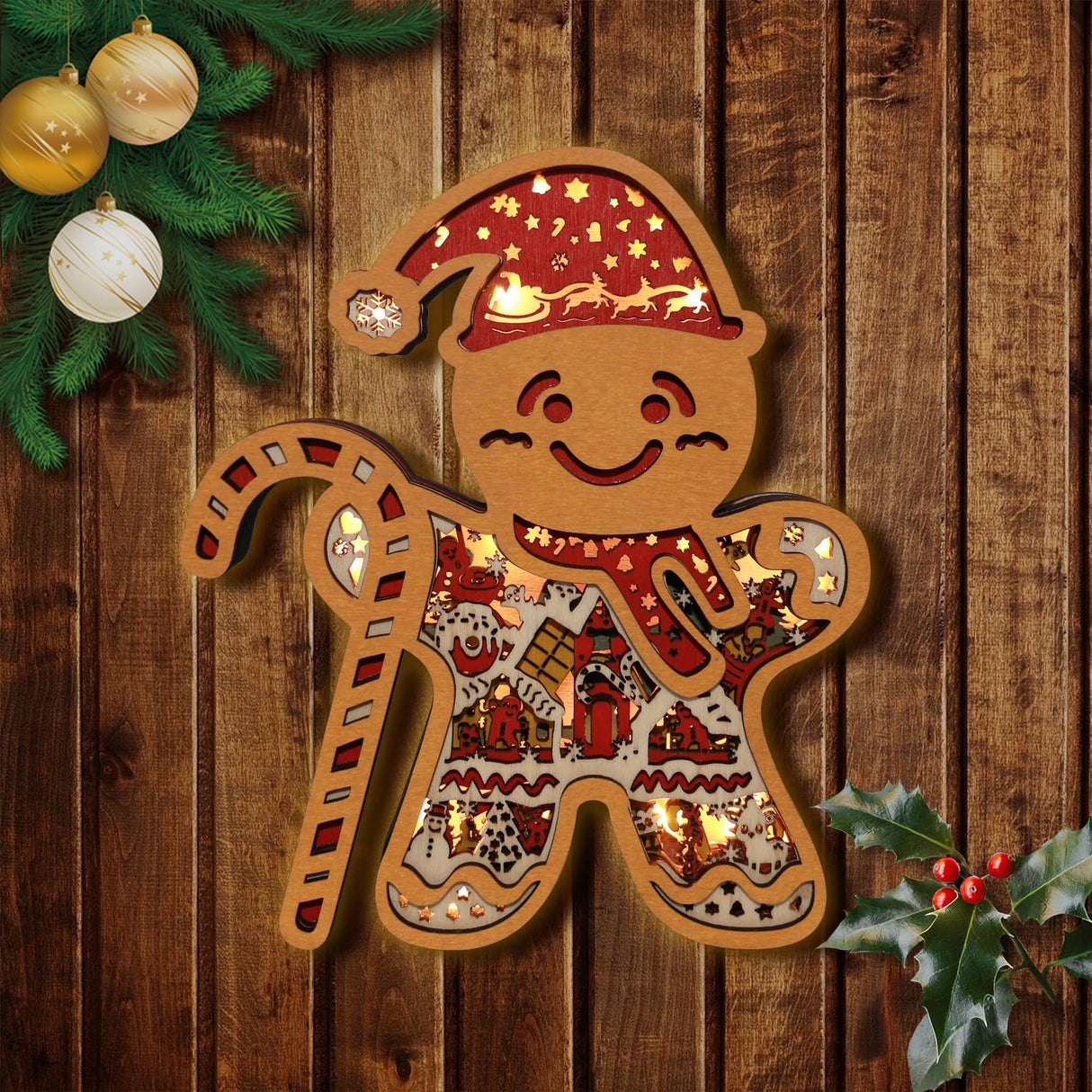 3D Gingerbread Man Wall Art - Rustic Farm Decor for Holiday Home and Creative Gifts CmayAlgc