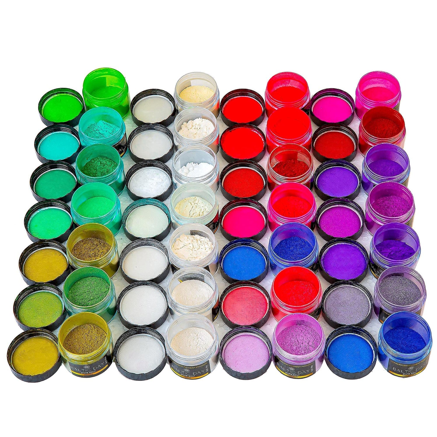 BALTIC DAY - Mica Powder, 100 x 5g Jars of Mica Powder for Epoxy Resin Set - Epoxy Resin Color Pigment Powder - Pigments for Soap Making, Candle, BALTIC DAY