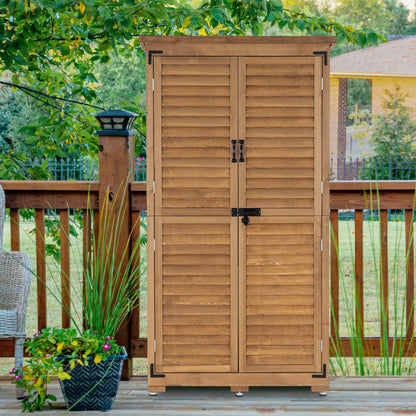 MCombo Outdoor Storage Cabinet, Garden Storage Shed, Outside Vertical Shed with Lockers, Outdoor 63 Inches Wood Tall Shed for Yard and Patio 0870 - WoodArtSupply