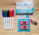 Back to School Supplies Bundle with Tissue, Markers, Pencils, Sharpeners, Crayons, Erasers, Glue Sticks, Earbuds, Paper Folders, Ruler, Ruled Index Grand Bay Market