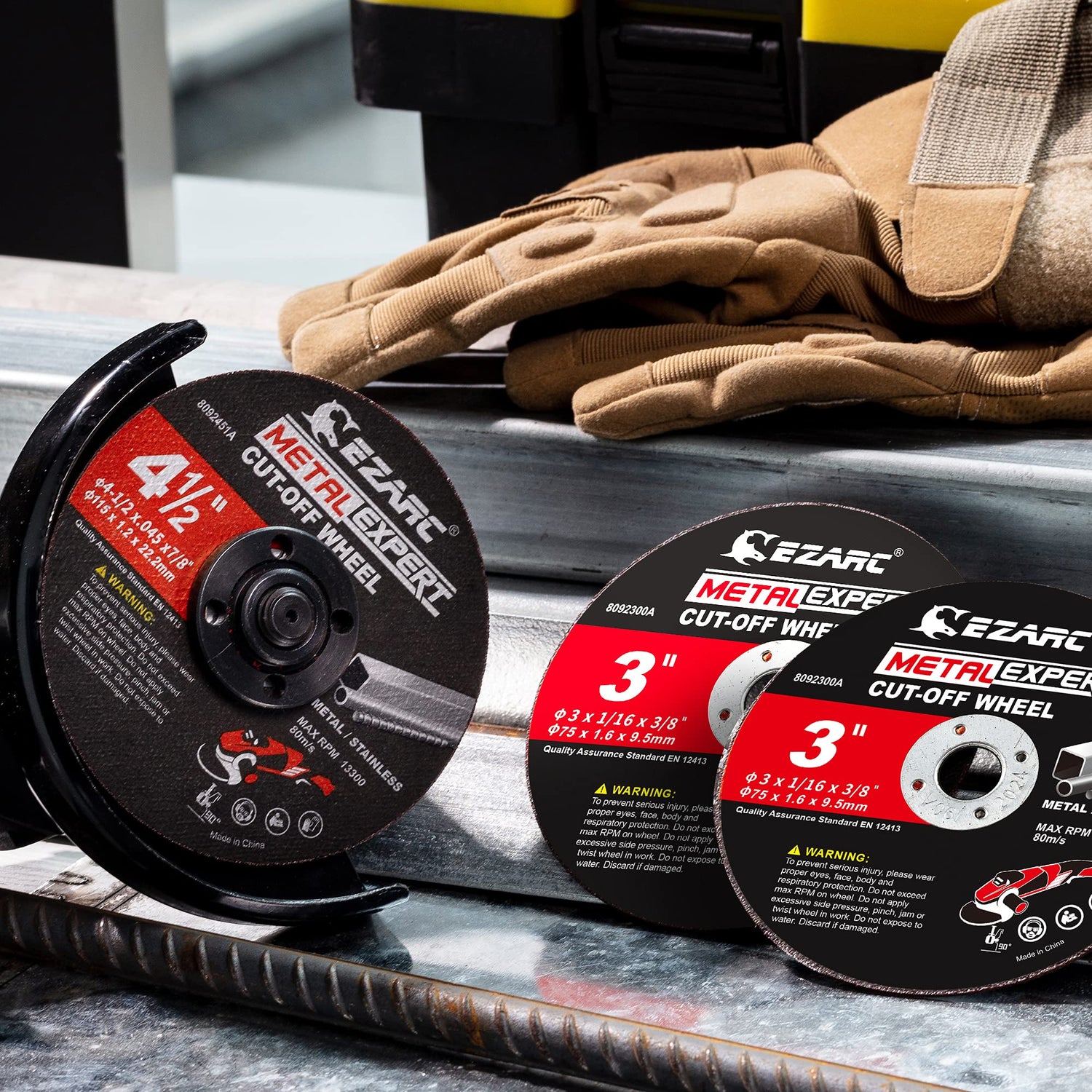 EZARC Cut Off Wheels 25 Pack, 3” x 1/16” x 3/8” Cutting Wheel, Metal & Stainless Steel Cutting Disc for Die Grinder EZARC
