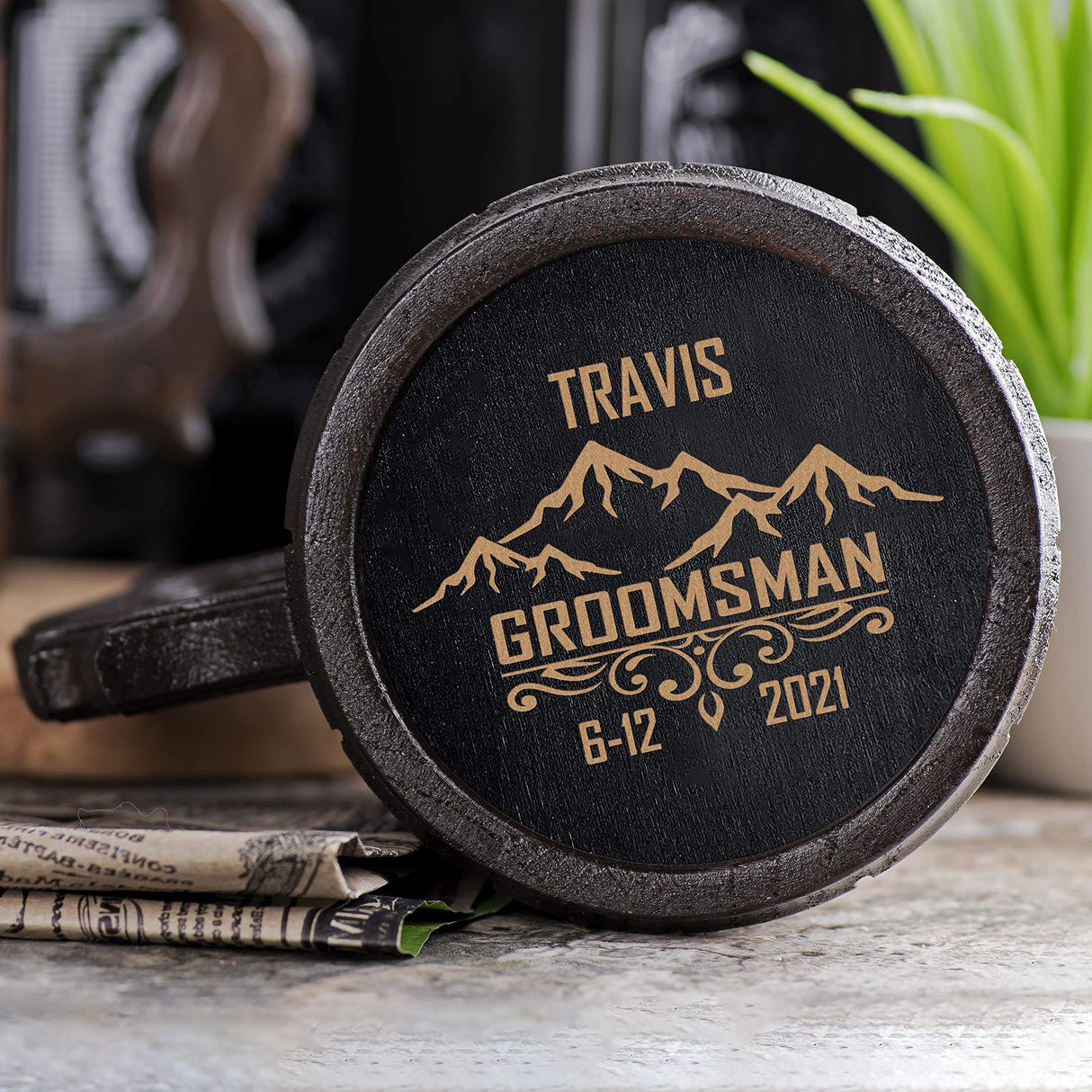 Groomsmen Beer Mug. Groomsman Mug. Personalized Wooden Beer Mug. Personalized Groomsmen Gift. Groomsman Gift. Best Man Gift. Wooden Tankard. Generic