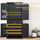 IRONCK Kitchen Pantry 72" Height,Storage Cabinet with Drawer, 4 Adjustable Shelves, Barn Doors, Freestanding Cupboard, Black IRONCK