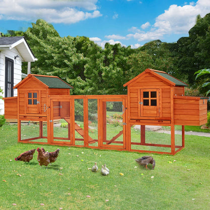 Esright 144” Large Wooden Chicken Coop, Outdoor Hens House with Ramps and Nesting Boxes - WoodArtSupply