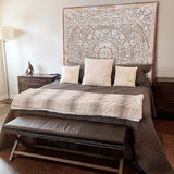 Queen Wood Headboard Rustic | Carved Full Headboard Only | Wooden Headboard Full Size Bed | Wall Mount Headboard Queen | Full Bed Headboard Panels KultureDeco