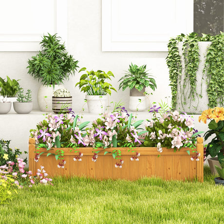 Giantex Raised Garden Bed, Wooden Planter w/Drainage Holes, Rectangular Plant Box for Vegetables Flowers Herbs Fruit Growing, Raised Container for Giantex