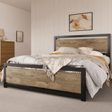 SHA CERLIN Queen Size Metal Platform Bed Frame with Wooden Headboard and Heavy Duty Support SHA CERLIN