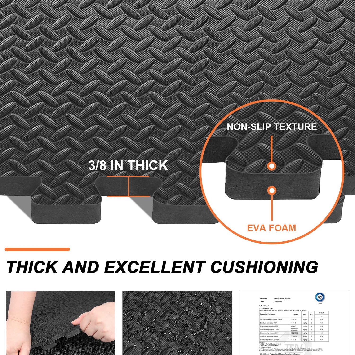 innhom 12 Tiles, 46 SQ. FT Gym Mat Exercise Mat Puzzle Foam Mats Gym Flooring Mat Interlocking Foam Mats with EVA Foam Floor Tiles for Gym Equipment innhom