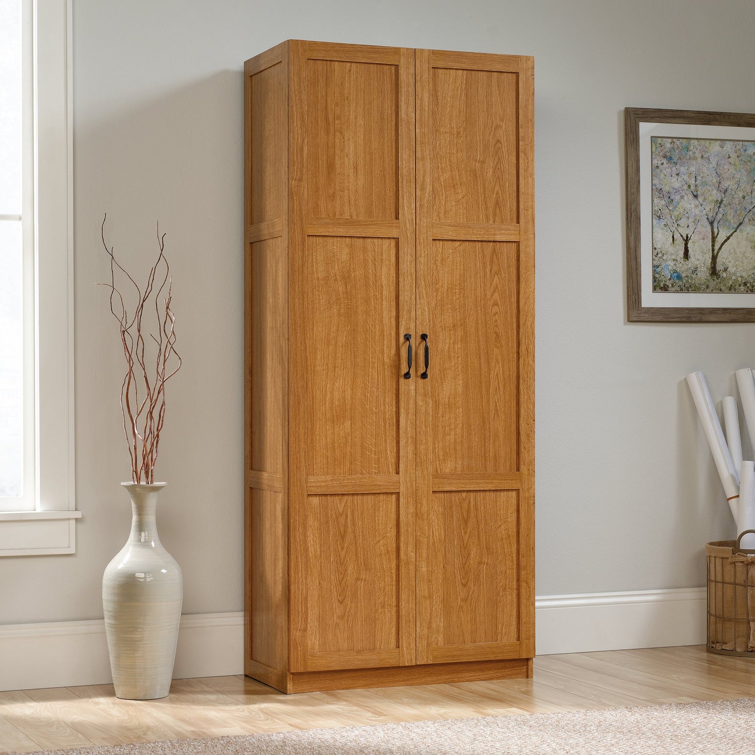 Sauder Miscellaneous Storage Pantry cabinets, L: 29.61" x W: 16.10" x H: 71.10", Highland Oak finish Sauder