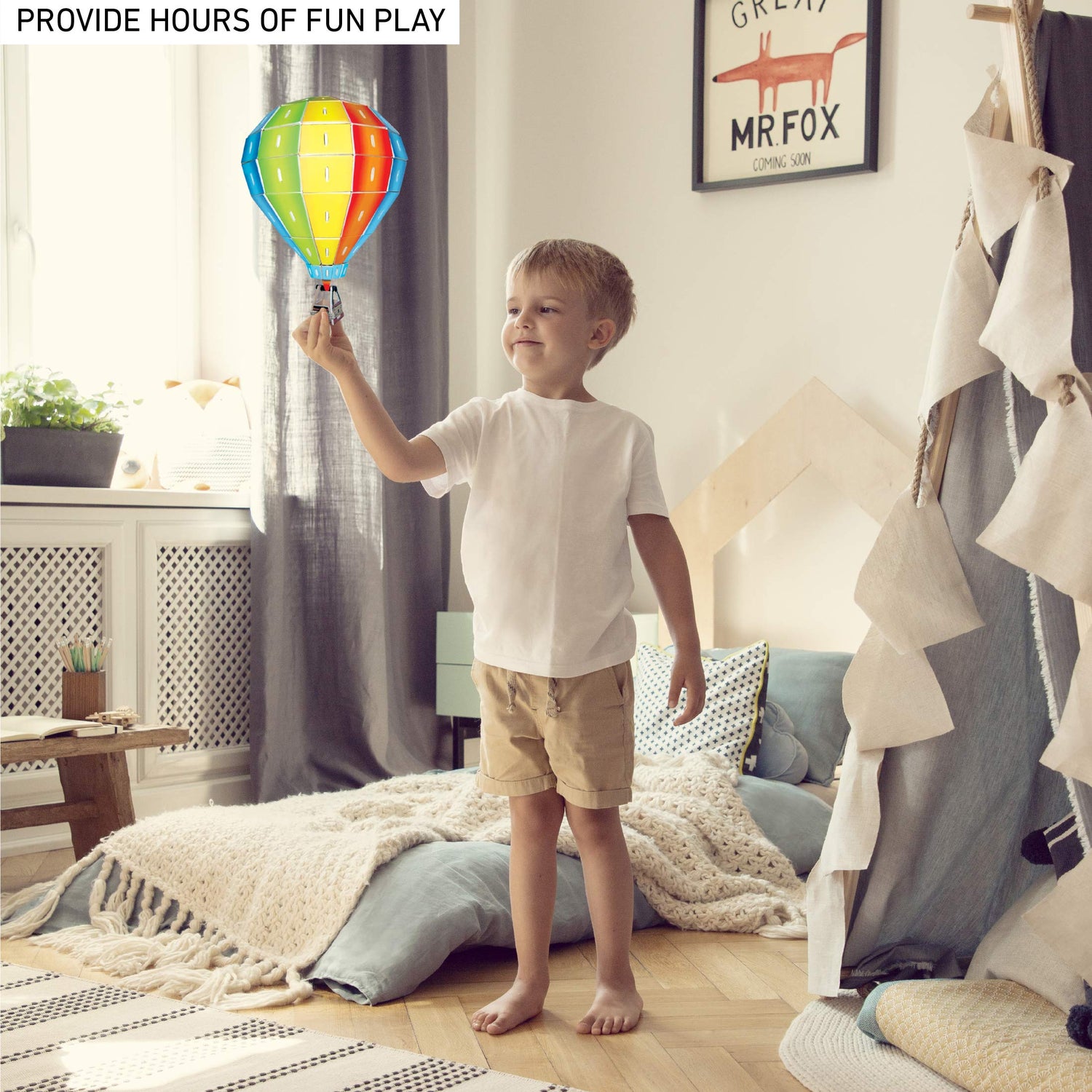 Puzzled Hot Air Ballon Pre-Colored 3-D Wooden Puzzle Construction Kit - Air Planes/Vehicles Theme - Affordable Gift for Kids and Adults - Item #C1403 - WoodArtSupply