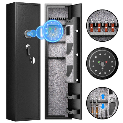 INTERGREAT Fingerprint Rifle Gun Safe, 4-10 Gun Safes for Home Rifle and Pistols, Quick Access Rifle Safe for Pistols and Shotguns, Gun Locker with 3 - WoodArtSupply