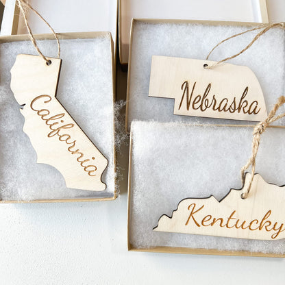 State Christmas Ornaments, Wooden Tree Holiday Decor, Unfinished 2021 Personalized Unique Durable Engraved Shapes (California) - WoodArtSupply