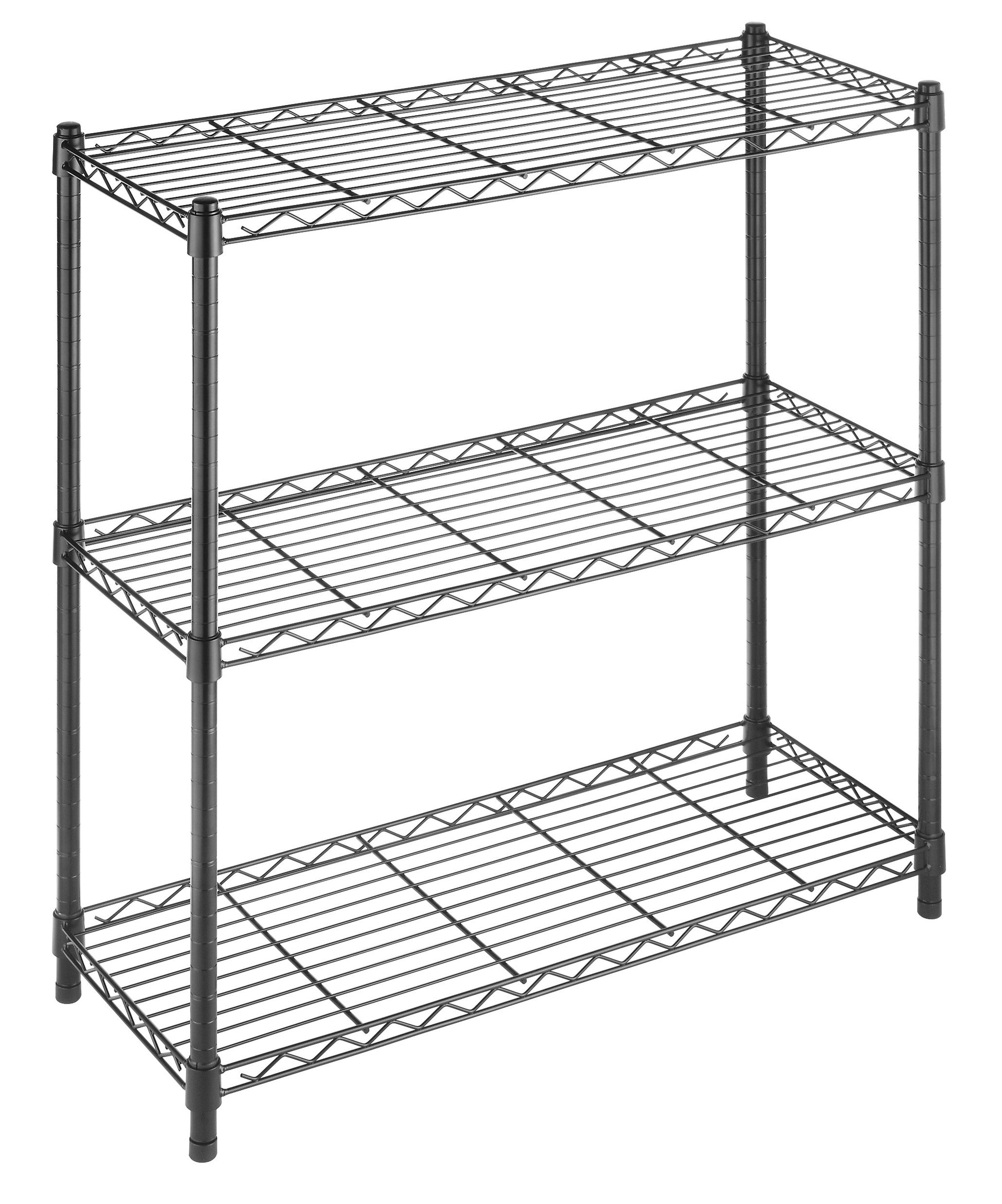 Whitmor 350 Capacity Per Shelf Adjustable Shelving with Leveling Feet, Black, 3 TIER(Supreme) - WoodArtSupply