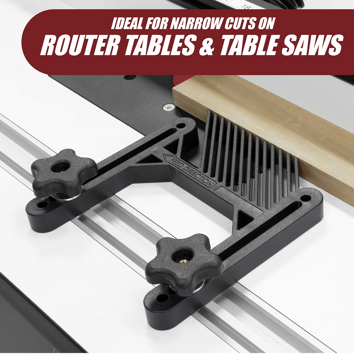 Peachtree Woodworking Supply Single Deluxe Featherboard with Aluminum Miter Lock Bar and T Bolt Hardware for Track or Miter Slot Mounting Ideal for Peachtree Woodworking Supply