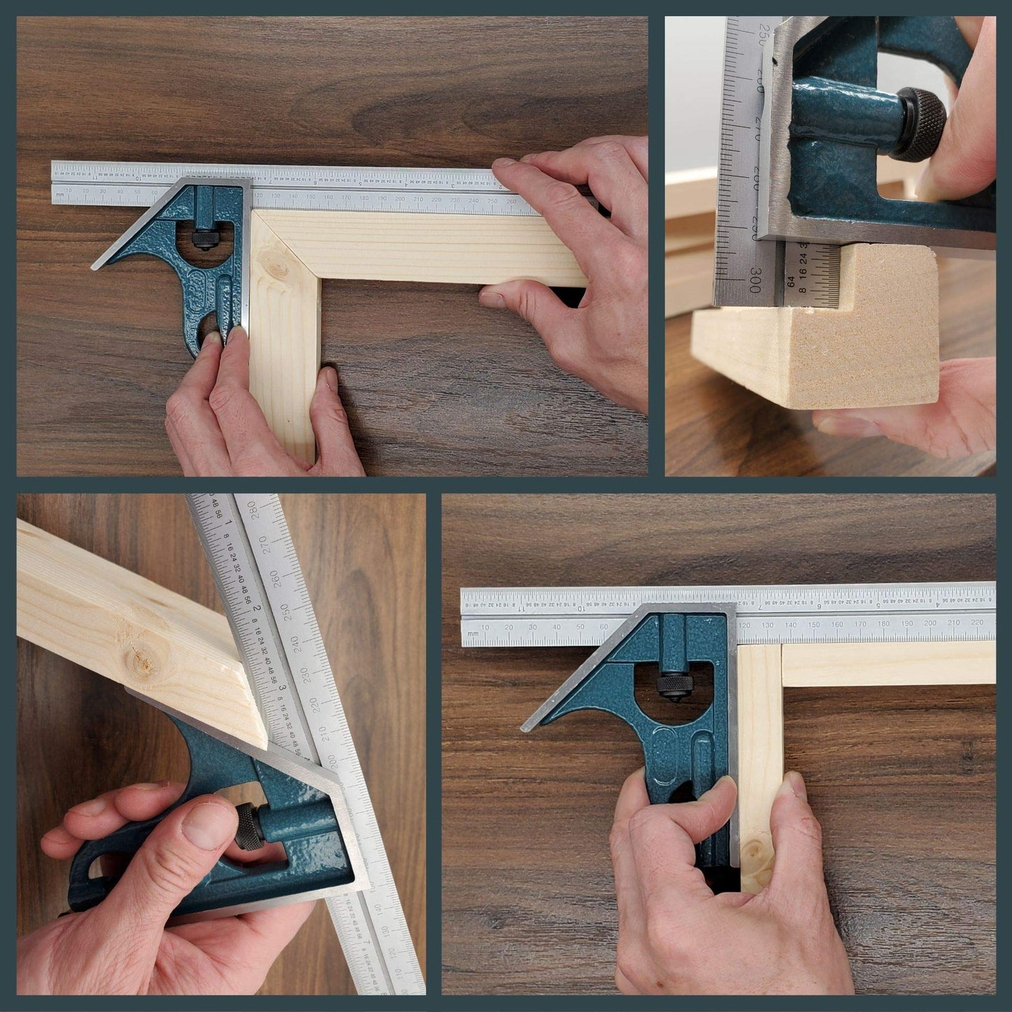 Combination Square Set with Protractor, Woodworking Square, Carpenter Square, 12’’ Bevel Ruler, 180 Degree Angle Finder, Ideal for Woodworking, - WoodArtSupply