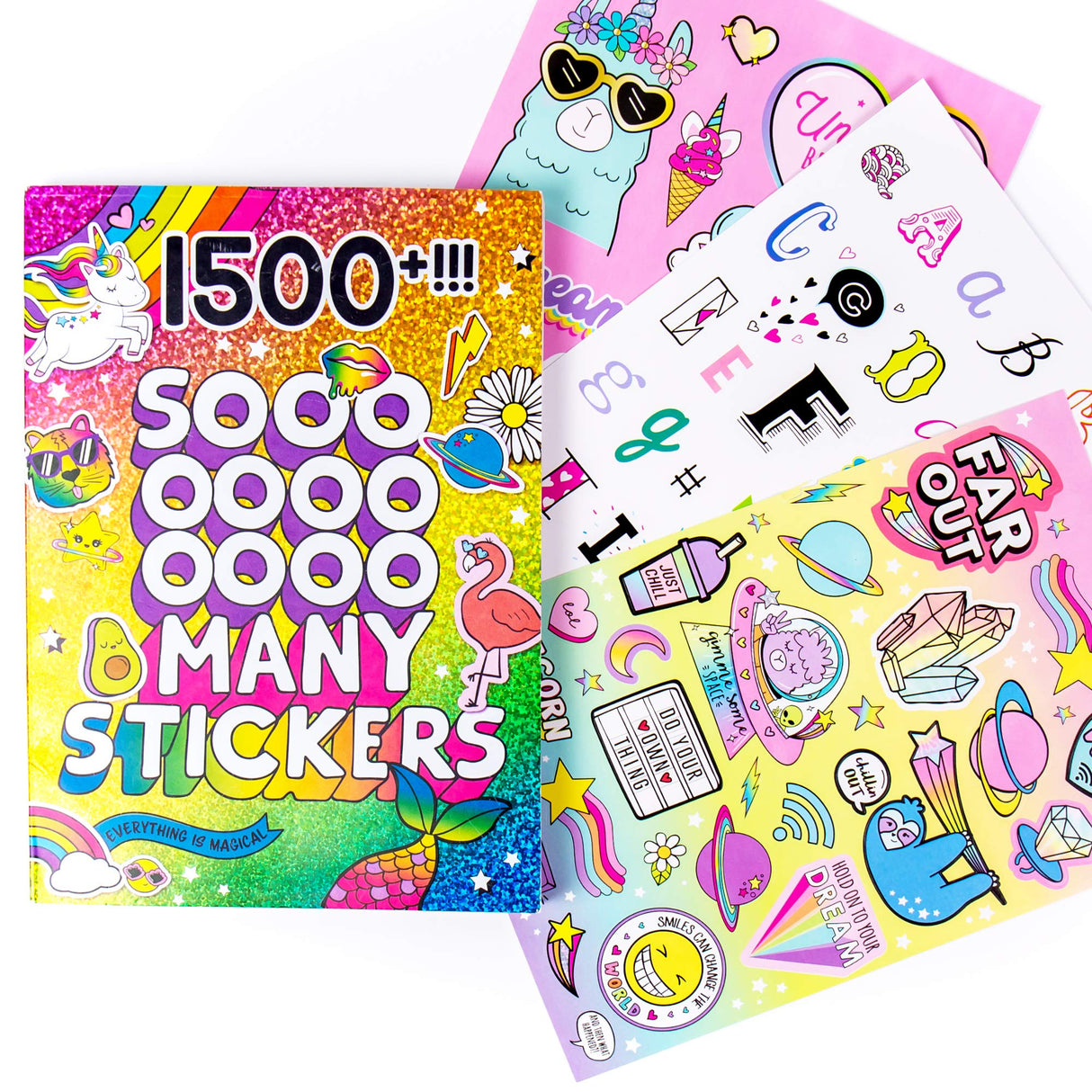 Just My Style 1500+ Stickers, Kawaii Y2K Sticker Book with Positivity Quotes, Sweet Treats, Unicorns, Fun Craft Stickers, for Girls Kids Teens Adults Just My Style