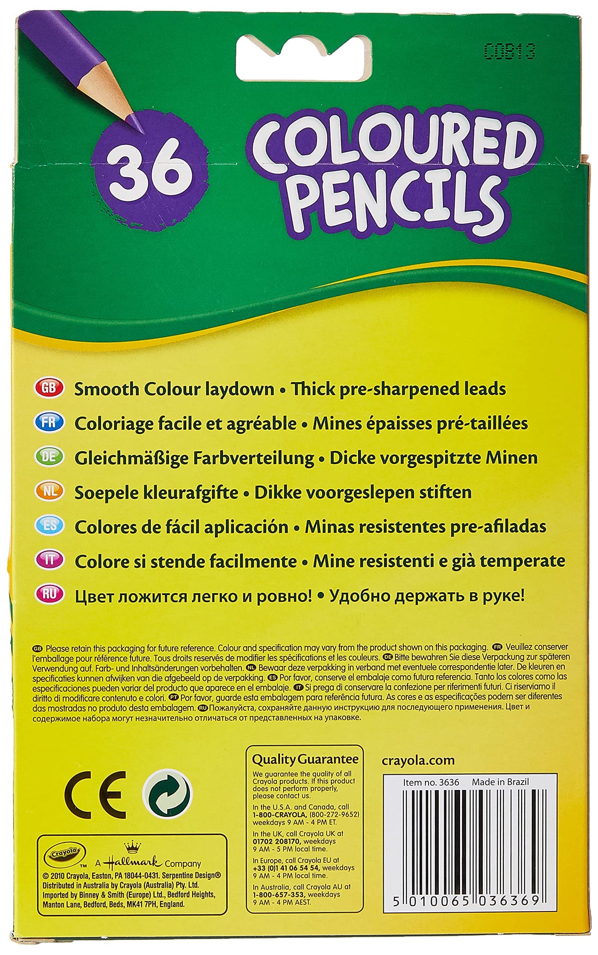 Crayola BIN684036 Long Barrel Colored Woodcase Pencils Crayola