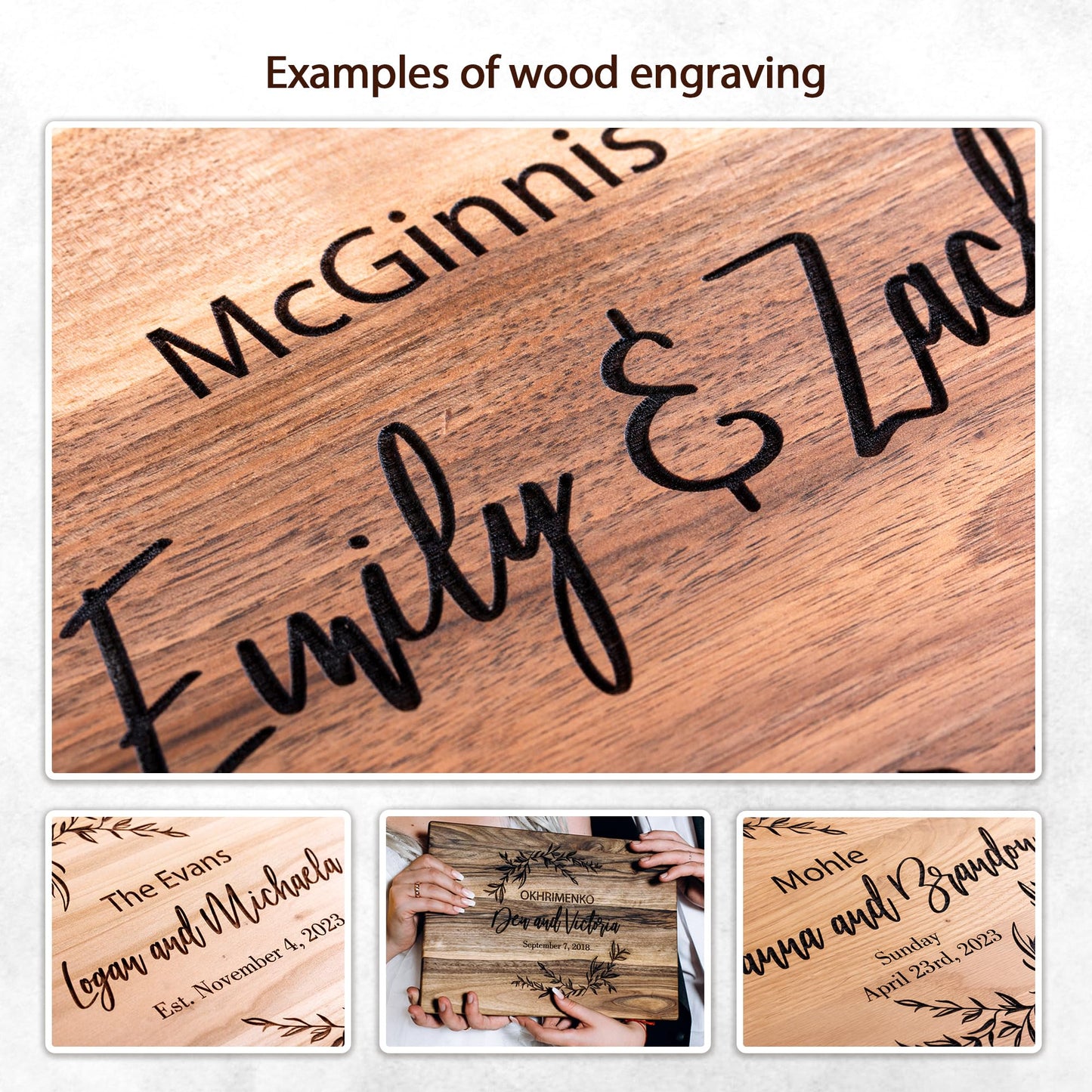 Wedding Anniversary Gifts for Women, Walnut Personalized cutting board, Wedding Gift - for couple or bride, Engraved cutting board, Custom cutting