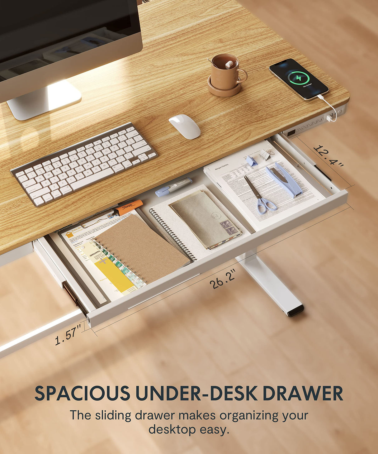 FLEXISPOT 55" Electric Standing Desk with Drawers, Quick Assembly Home Office Sit Stand Desk with Storage, USB Charging, Computer Desk for Home FLEXISPOT