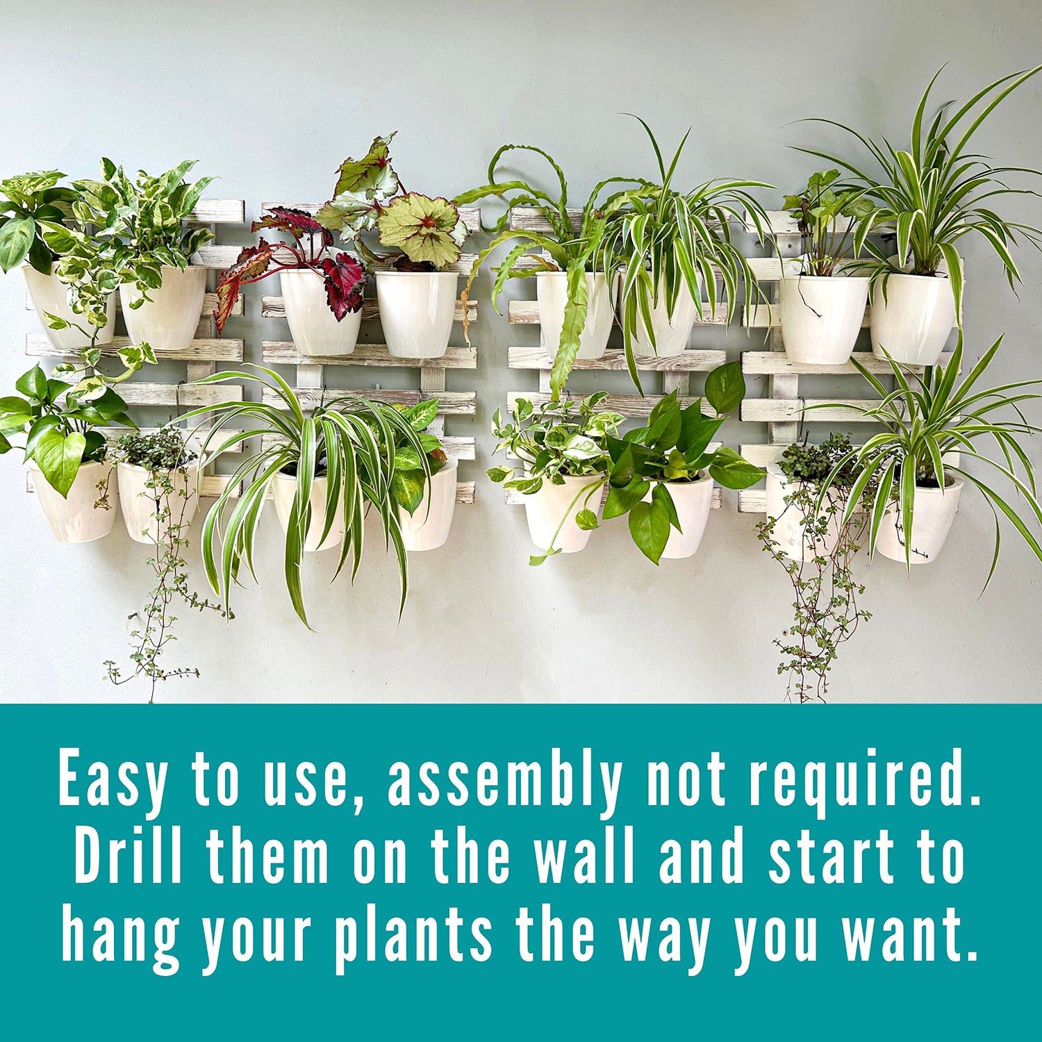 ShopLaLa Wooden Wall Planter - 2 Pack Wall Hanging Planters for Outdoor Plants Rustic White Wall Mounted Wood Ladder for Flower Pots Holder Vertical ShopLaLa