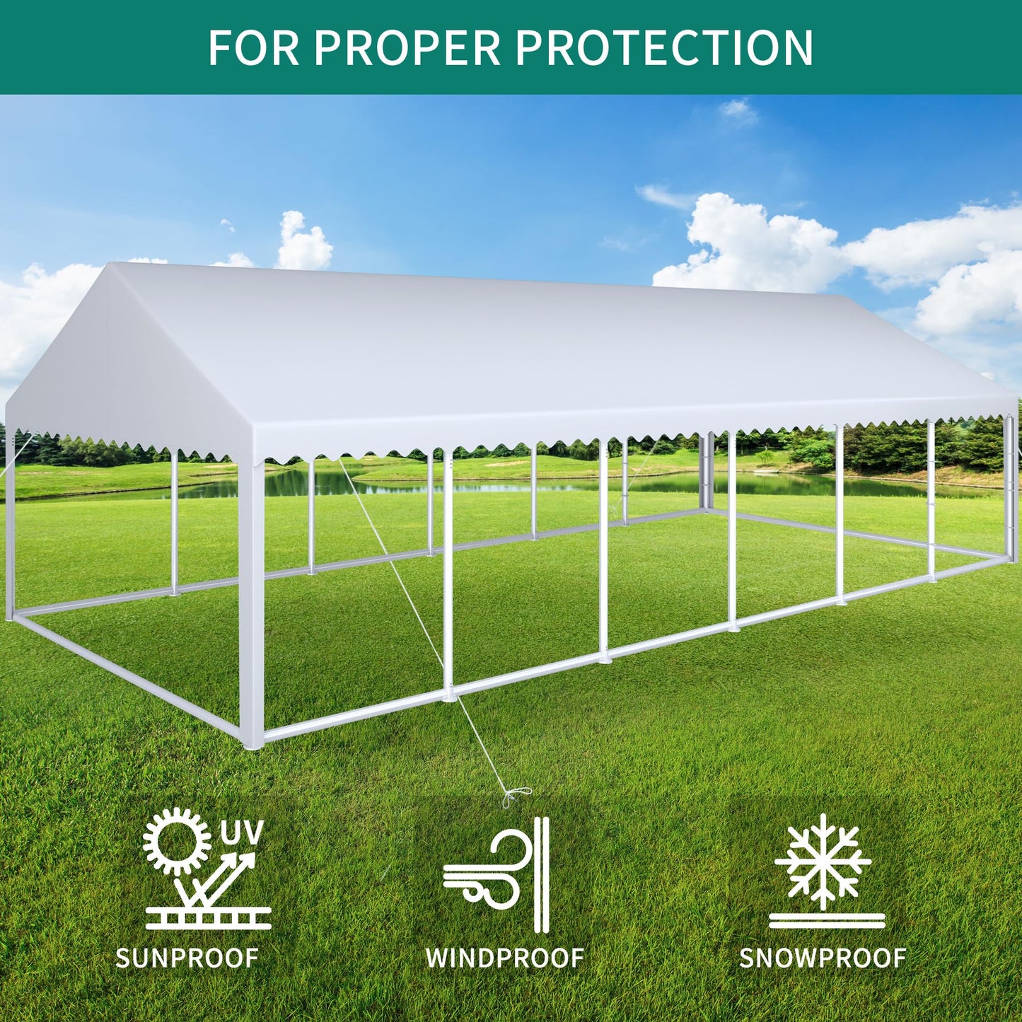 YITAHOME 20x40FT Party Tent Heavy Duty PVC Wedding Event Shelters White Upgraded Galvanized Ripple Canopy with Large Roof Removable Sidewalls & 4 - WoodArtSupply