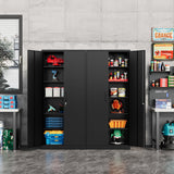 Fesbos Metal Storage Cabinet-72” Tall Steel File Cabinets with Lockable Doors and Adjustable Shelves-Black Steel Storage Cabinet for Home, School, Fesbos