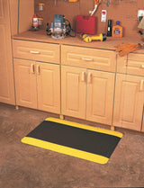 Wearwell UltraSoft Diamond-Plate SpongeCote Mat - Black/Yellow. Anti-Fatigue Workstation Mat. 3' W x 5' L x 15/16" Thickness. Nitricell Sponge. Wearwell