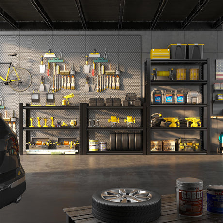 REIBII 72''H Garage Shelving Heavy Duty Garage Storage Shelves 2000LBS Heavy Duty Shelving Adjustable 5 Tier Metal Shelves for Storage Rack,Garage REIBII