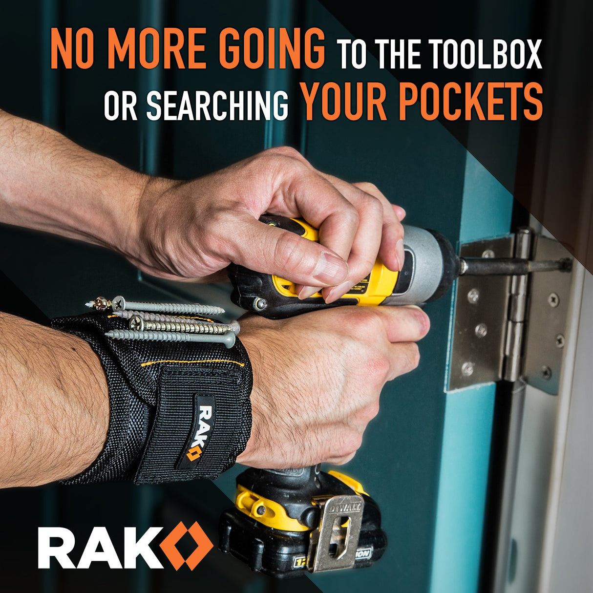 RAK Magnetic Wristband for Holding Screws, Nails and Drill Bits for Men - Made from Premium Ballistic Nylon with Lightweight Powerful Magnets - RAK