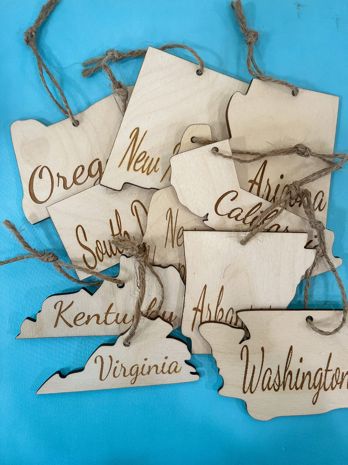State Christmas Ornaments, Wooden Tree Holiday Decor, Unfinished 2021 Personalized Unique Durable Engraved Shapes (New York) WoodArtSupply