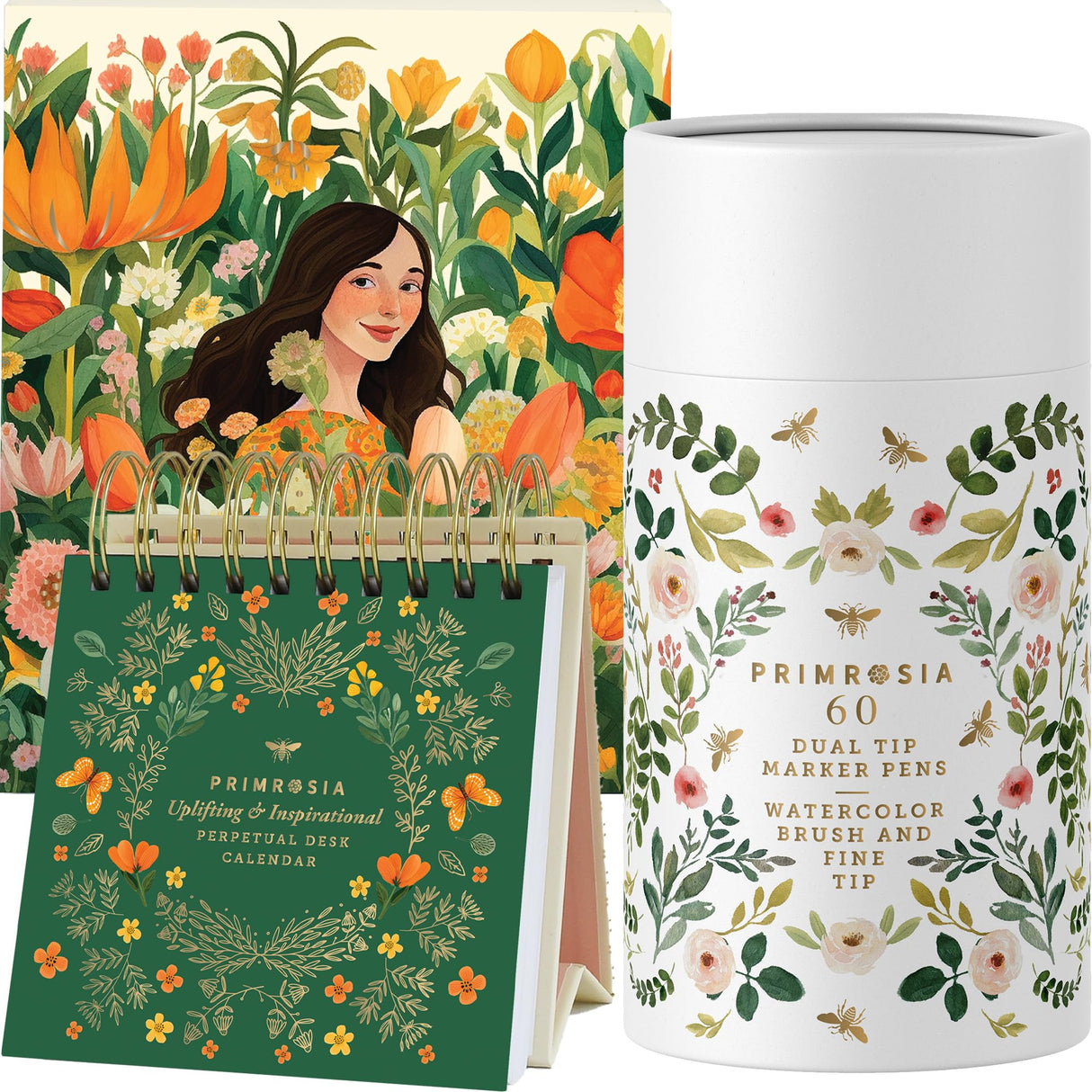 Desk Companions – Versatile Tip Marker Pens and Motivational Perpetual Desk Calendar Primrosia