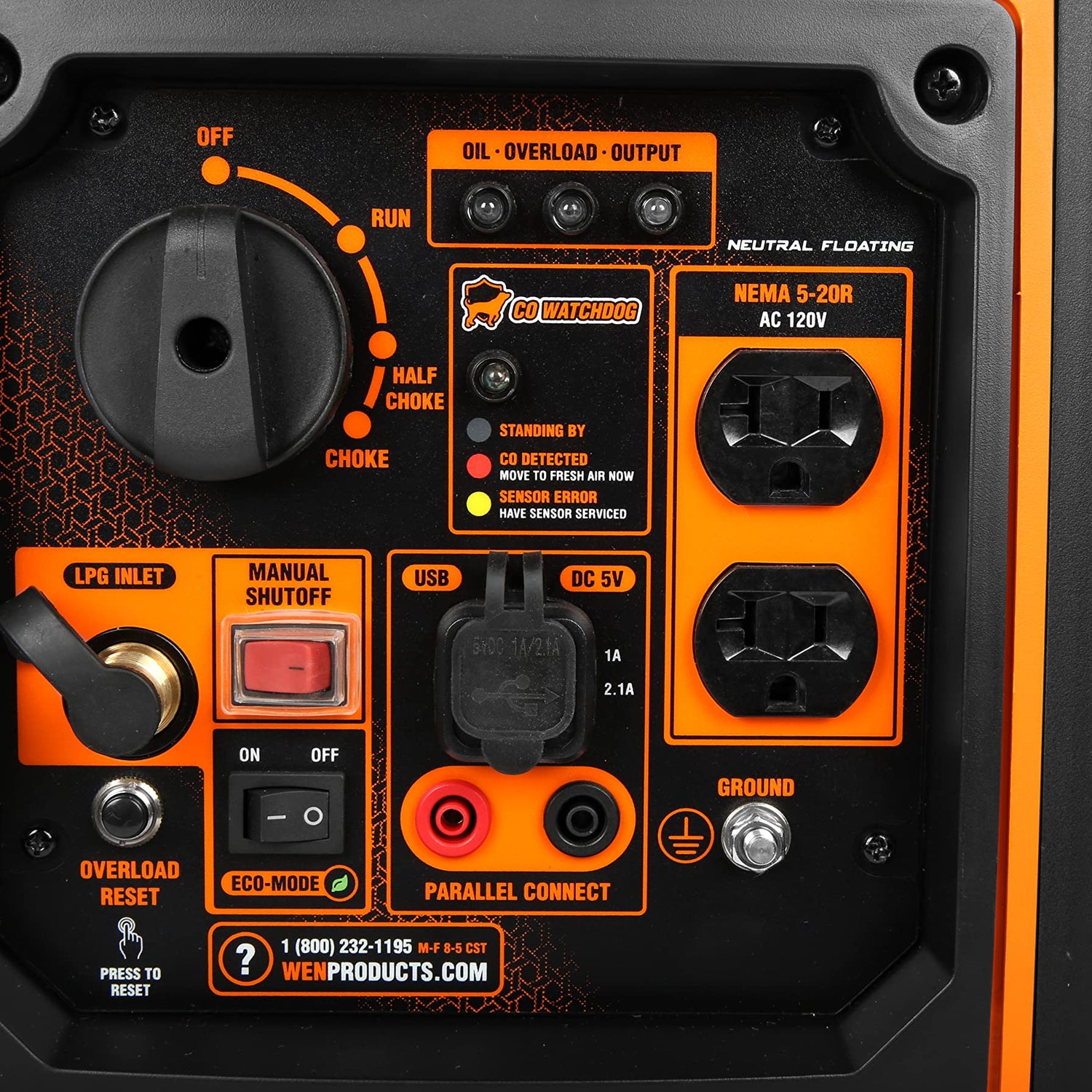 WEN DF250iX Super Quiet 2500-Watt Portable Dual Inverter Generator with Fuel Shut-Off and CO Sensor, Black WEN