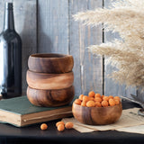cintika Set of 4 Round Wooden Bowl Set. 4 inch Handmade Calabash Bowl, Small Wooden Bowl Set, Nuts and Small Snacks Serving Bowls, Sauce Bowl, cintika