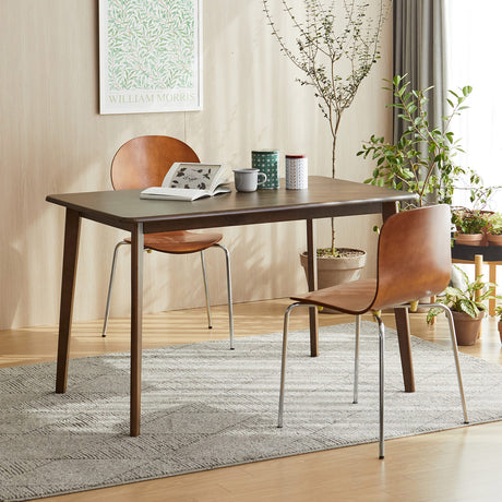 Livinia Canberra 47.2" Rectangular Wooden Dining Table/Mid Century Modern Malaysian Oak Kitchen Table (Walnut) Table Only Livinia