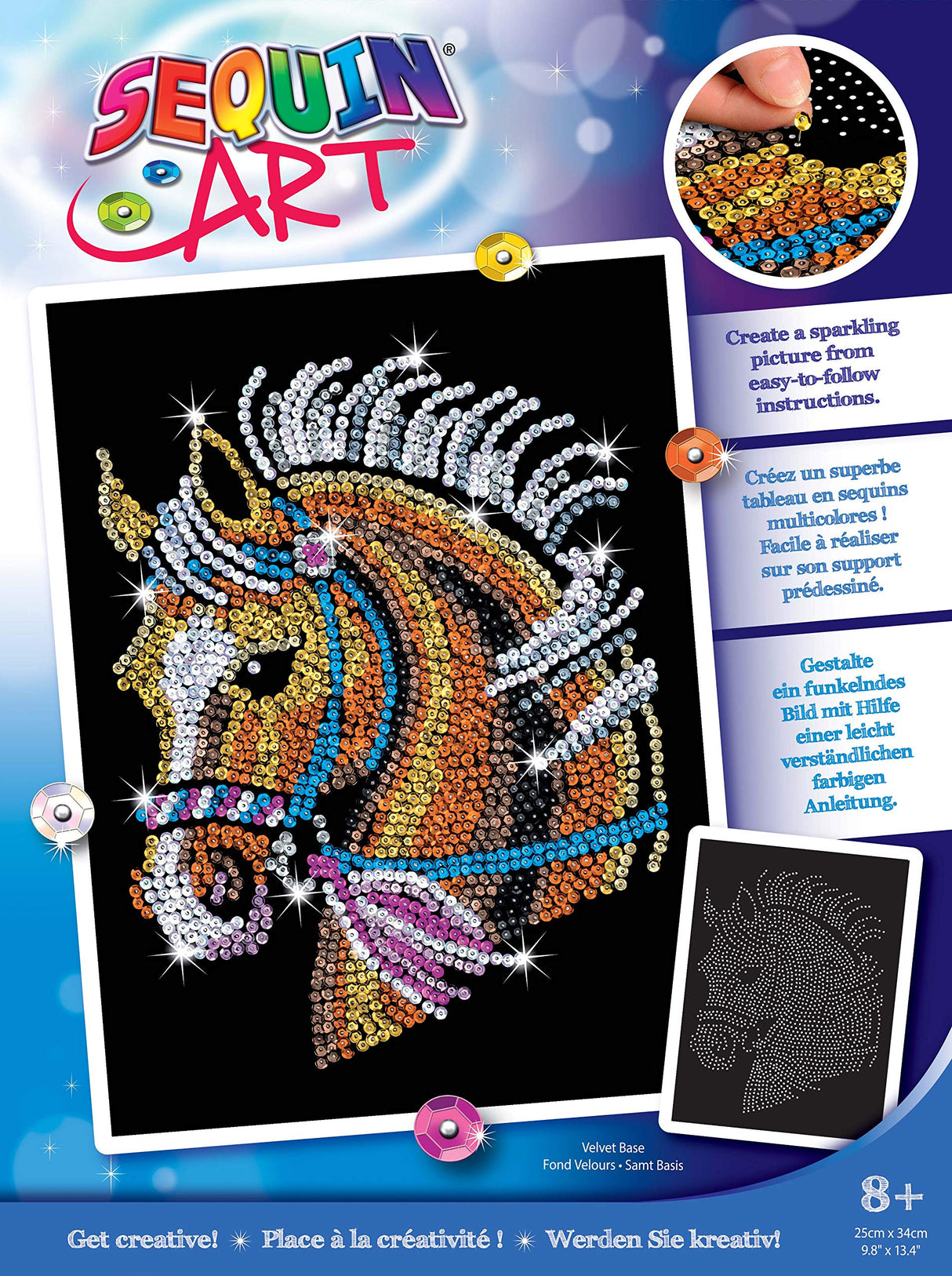 Sequin Art Blue Horse, Sparkling Arts and Crafts Kit; Creative Crafts for Adults and Kids Sequin Art